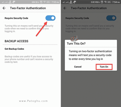 instagram enable two factor authentication تایید دو مرحله ای اینستاگرام