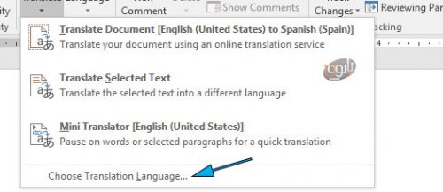ترجمه کردن متون به زبان های دیگر در ورد 2016