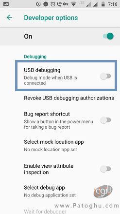 فعال کردن USB debugging