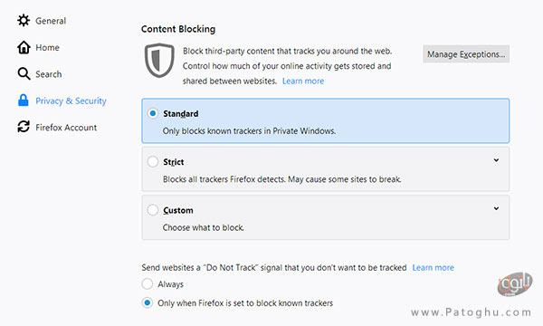 فعال کردن content blocking-2