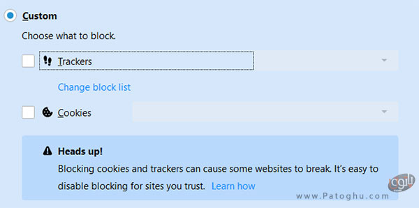 غیرفعال کردن کامل content blocking
