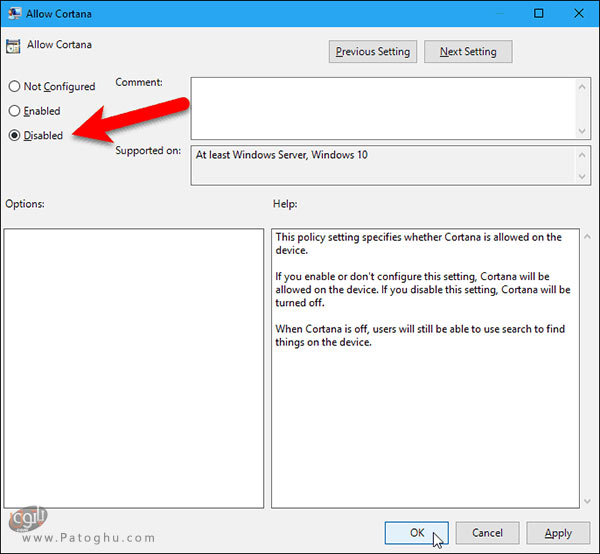 غیرفعال کردن کورتانا از طریق Local Group Policy Editor-3