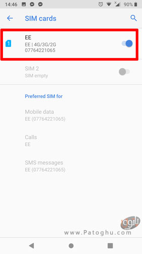 فعال کردن سیم کارت از بخش تنظیمات