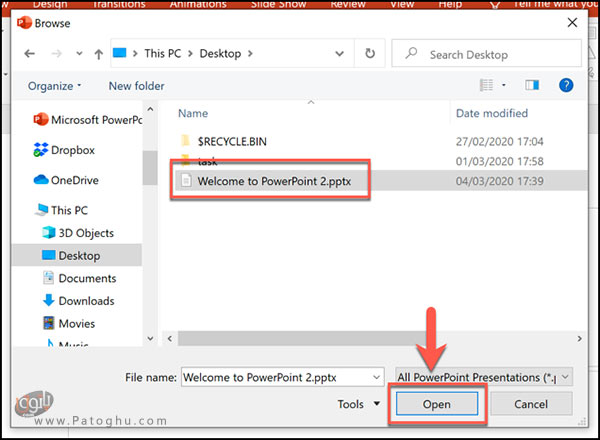 آموزش ترکیب و ادغام ارائه های پاورپوینت 4 ترکیب فایل های پاورپوینت با استفاده از گزینه ی Reuse Slides-3