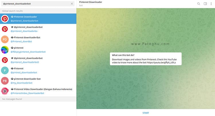 download pitrest telegram پینترست