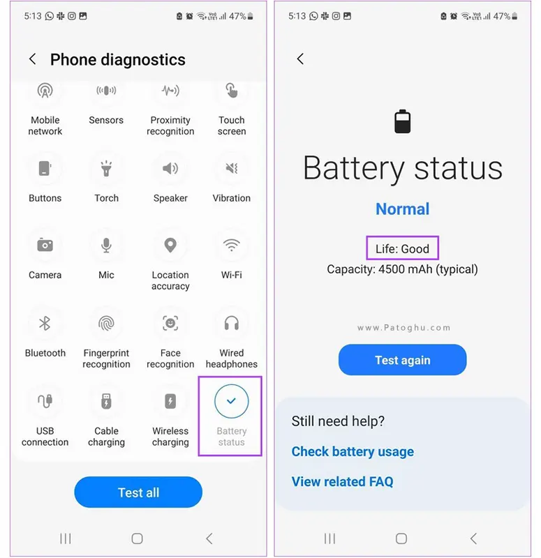 Battery Health on a samsung2 سلامت باتری