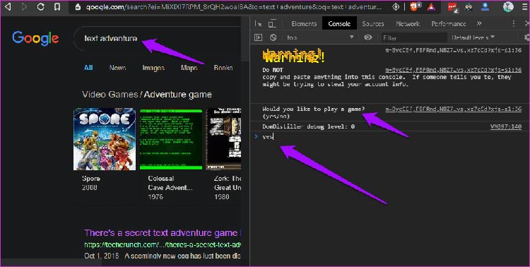 12 بازی مخفی گوگل که به رایگان در اندروید و کروم و ویندوز بازی کنید 11 Text Adventure بازی مخفی گوگل