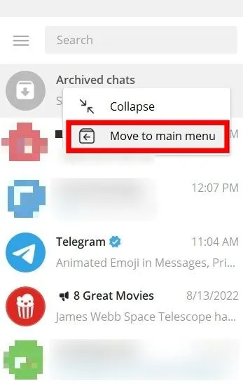 hide chat telegram4 مخفی کردن چت تلگرام