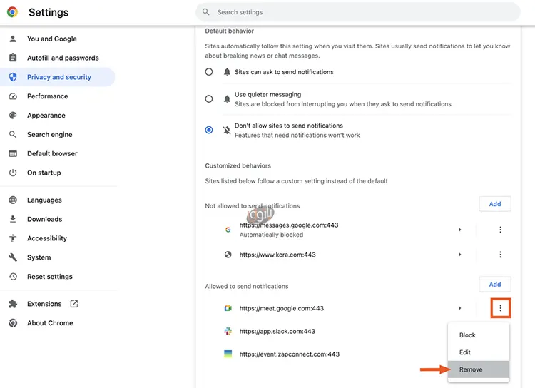 آموزش غیر فعال سازی نوتیفیکیشن و اعلان در مرورگر کروم 5 block notifications chrome image3
